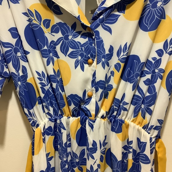 NEW Milan Kiss women’s tie-waist midi floral dress short sleeve size small - Picture 5 of 13